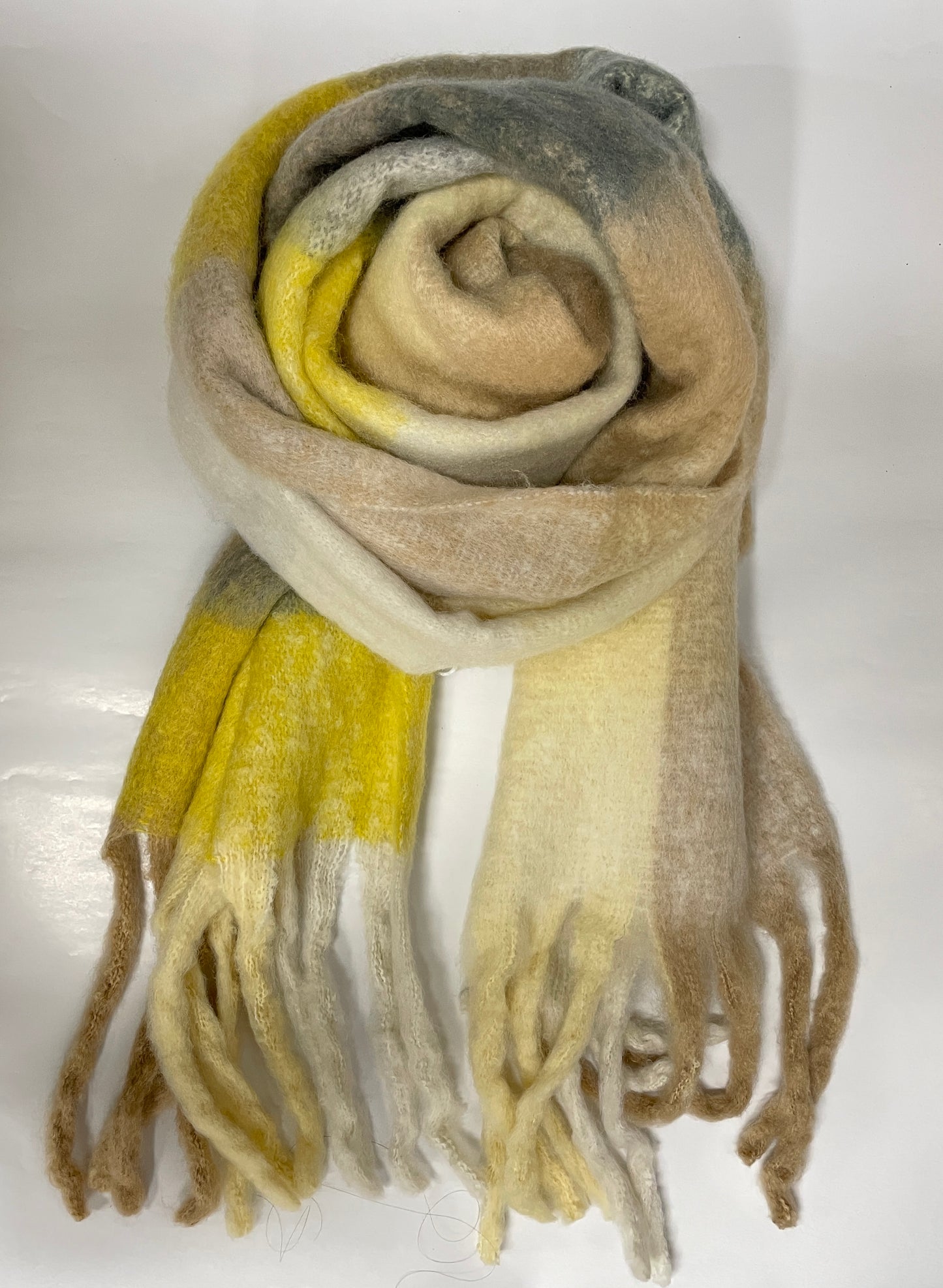 Allie Heavyweight Scarf- Yellow/Multi Colourblock Square