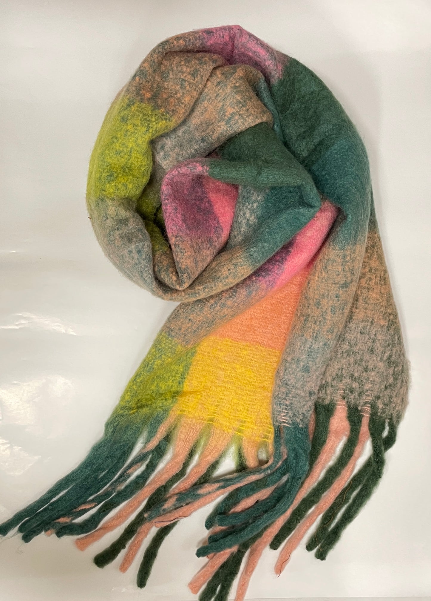 Allie Heavyweight Scarf- Green,Purple/Multi Colourblock Square