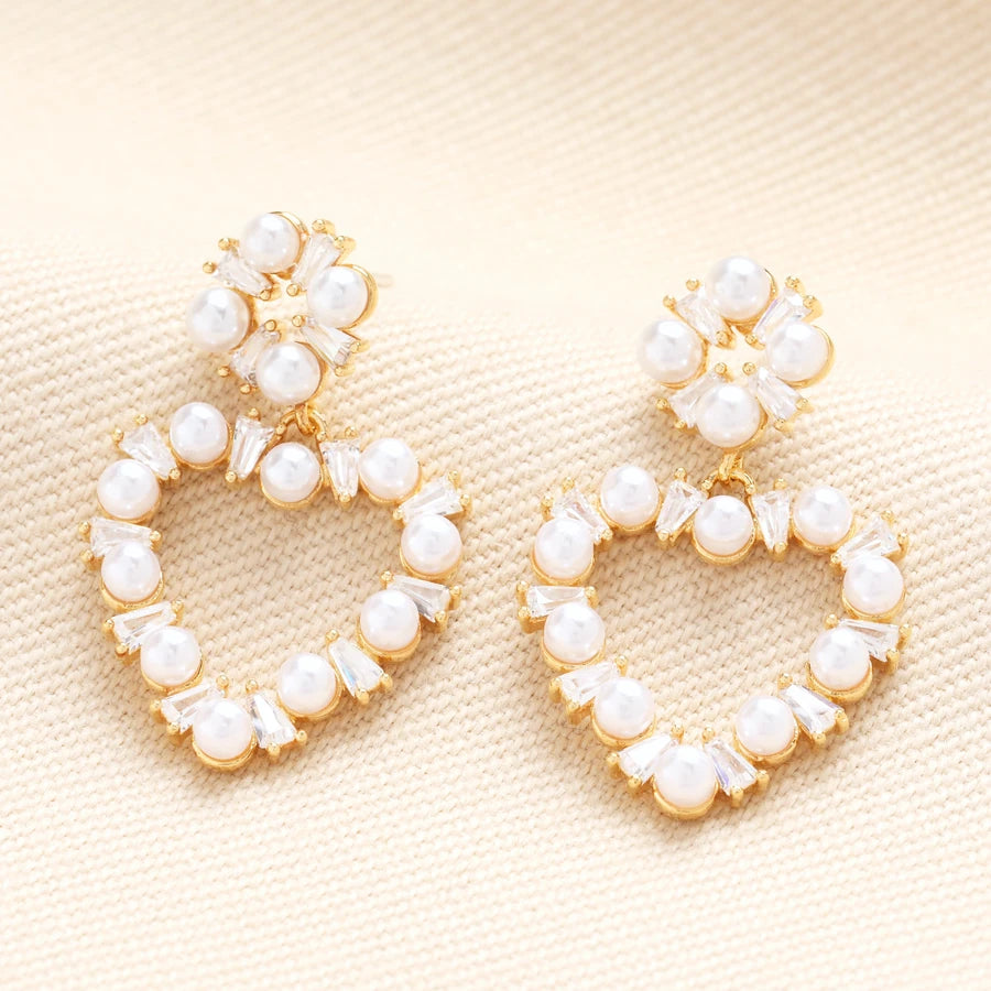 Orecchini A Cuore Con Perle E Ear Jacket, Vintage Oro, Doppio Lato, Gioielli Per Donna, Regalo Elegante - 4