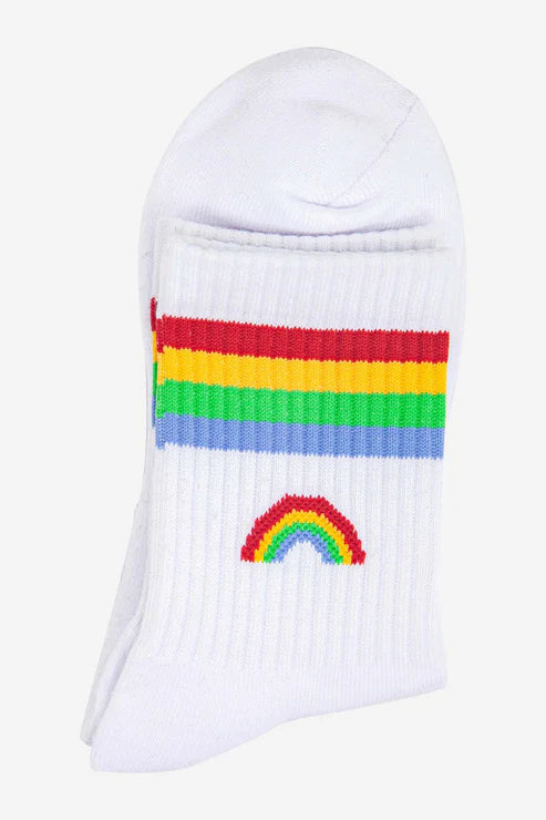 Sock Talk Women's Sporty Socks - White, Rainbow
