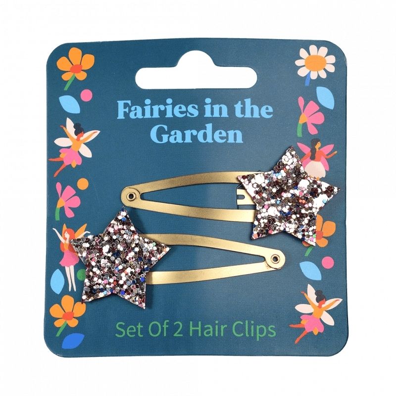 Fairies In The Garden Glitter Star Hair Clips - Set of 2
