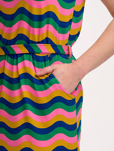 Sugarhill - Rory Jersey Midi Dress Multi Rainbow Waves