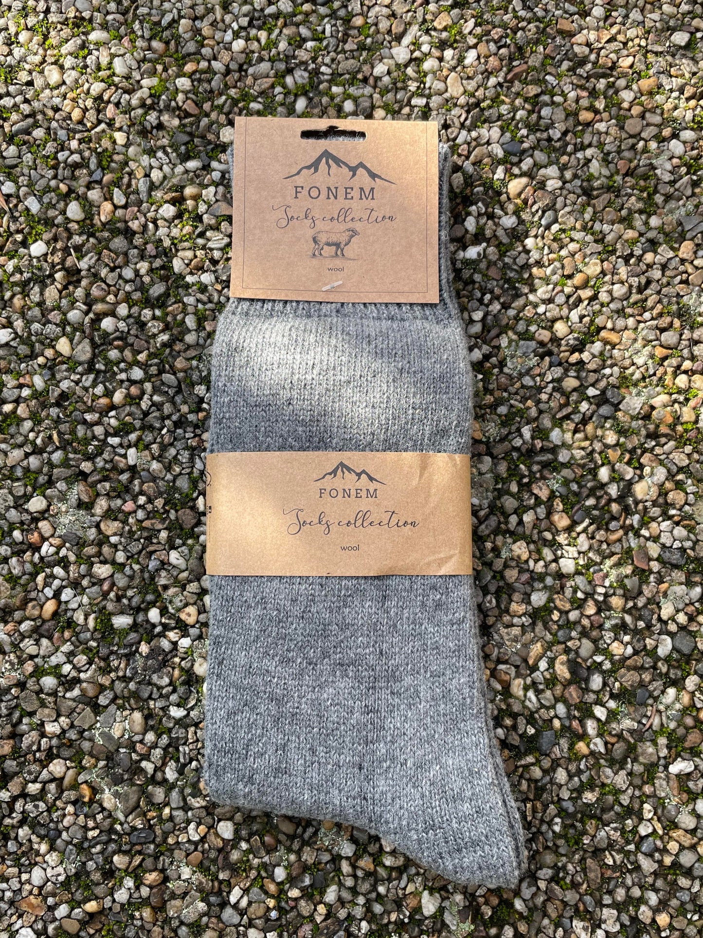 Fonem Men's Plain Wool Socks - Grey Melange