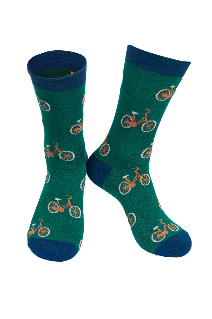 Men's Forest Green Bicycle Print Bamboo Socks