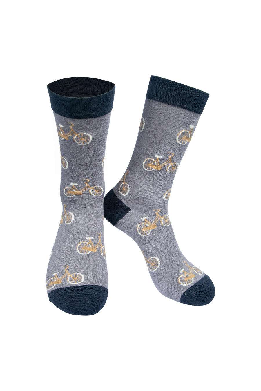 Men's Grey Bicycle Print Bamboo Socks