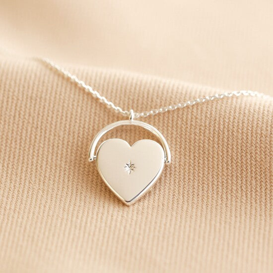 Lisa Angel Spinning Heart Necklace in Silver