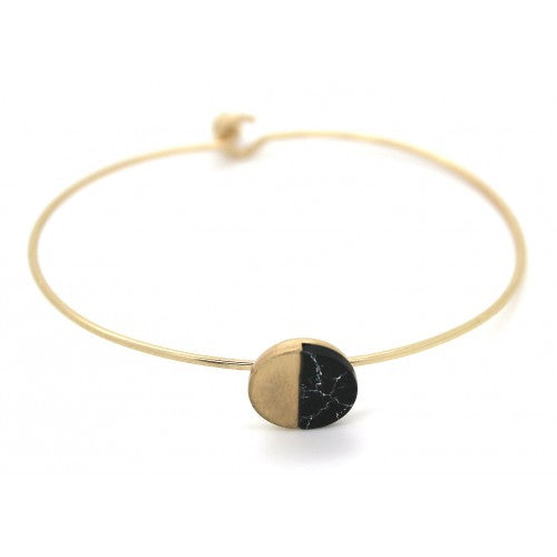Lark Wire Bracelet - Black Marble (Gold)