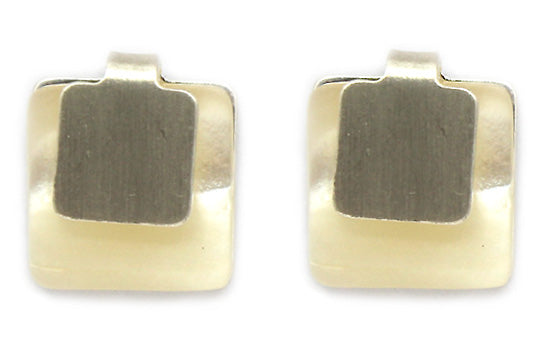 Lark Square Mother of Pearl Studs - (Silver)