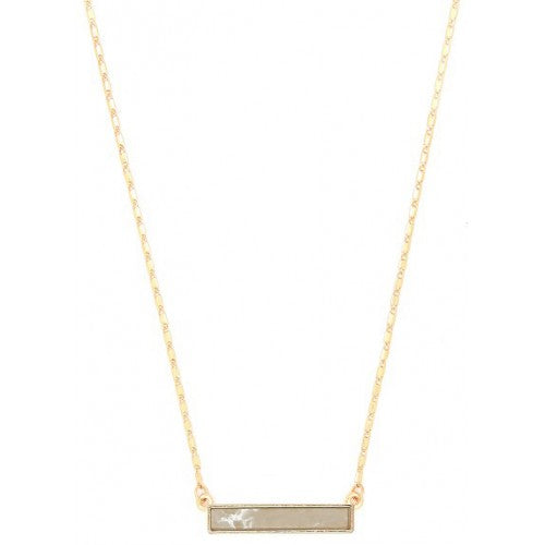 Lark Rectangle Necklace - Grey Marble (Gold)