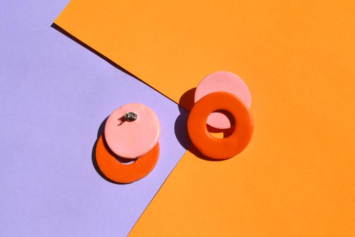 Sophie Filomena Memphis Loop Studs, Terra and Pink