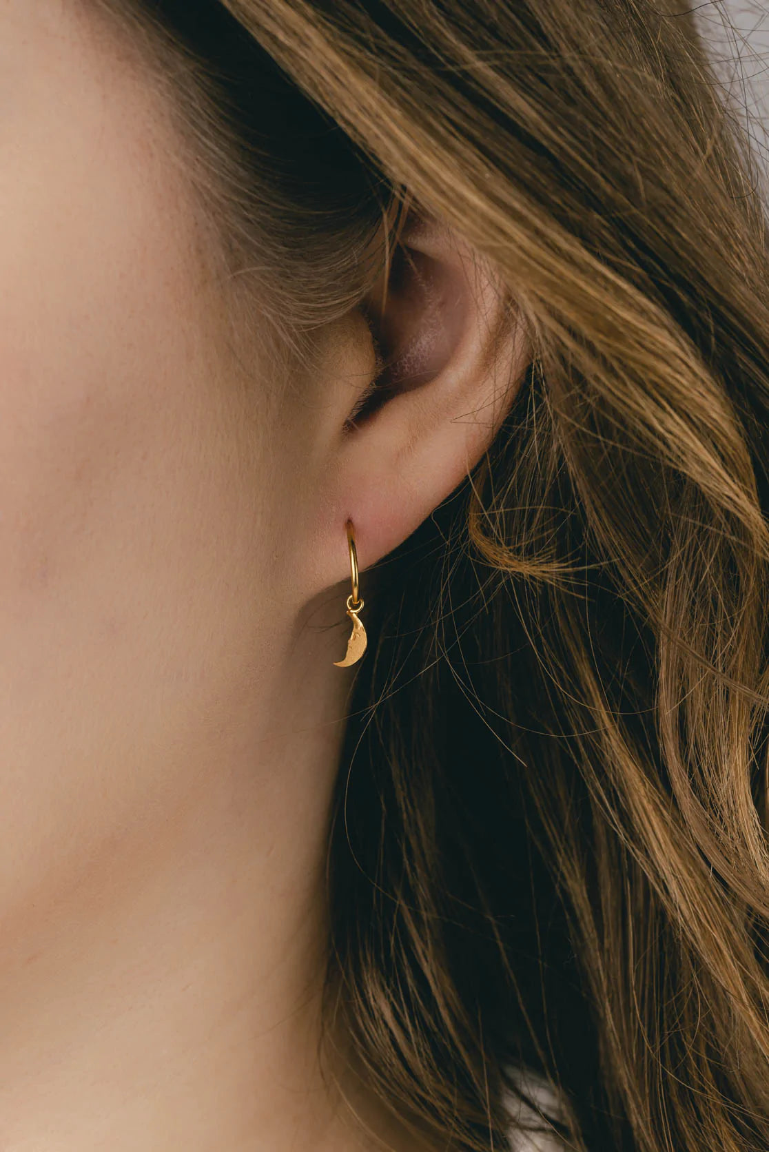 Amanda Coleman Gold Moon Hoop Earrings