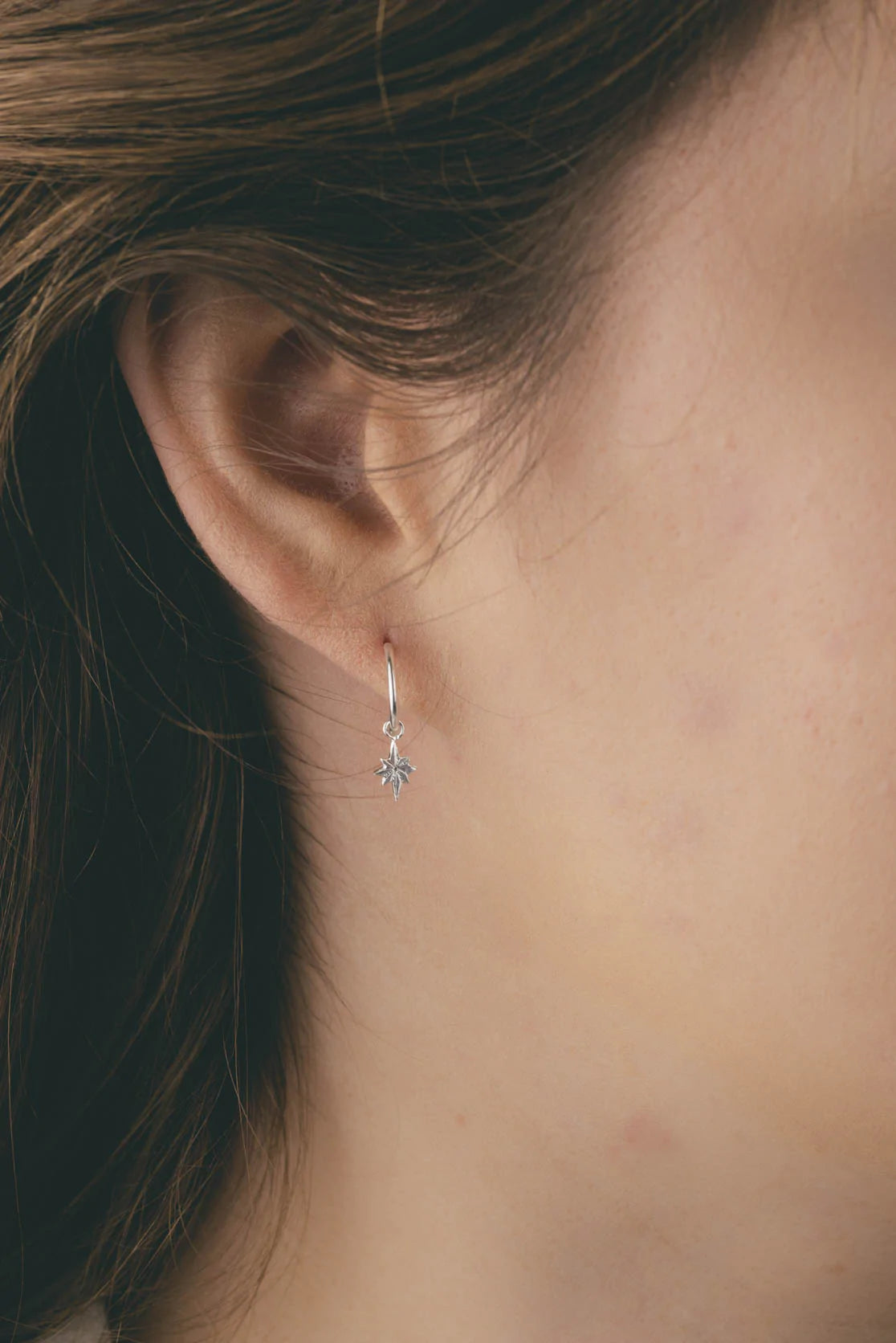 Amanda Coleman Star Hoop Earrings Silver