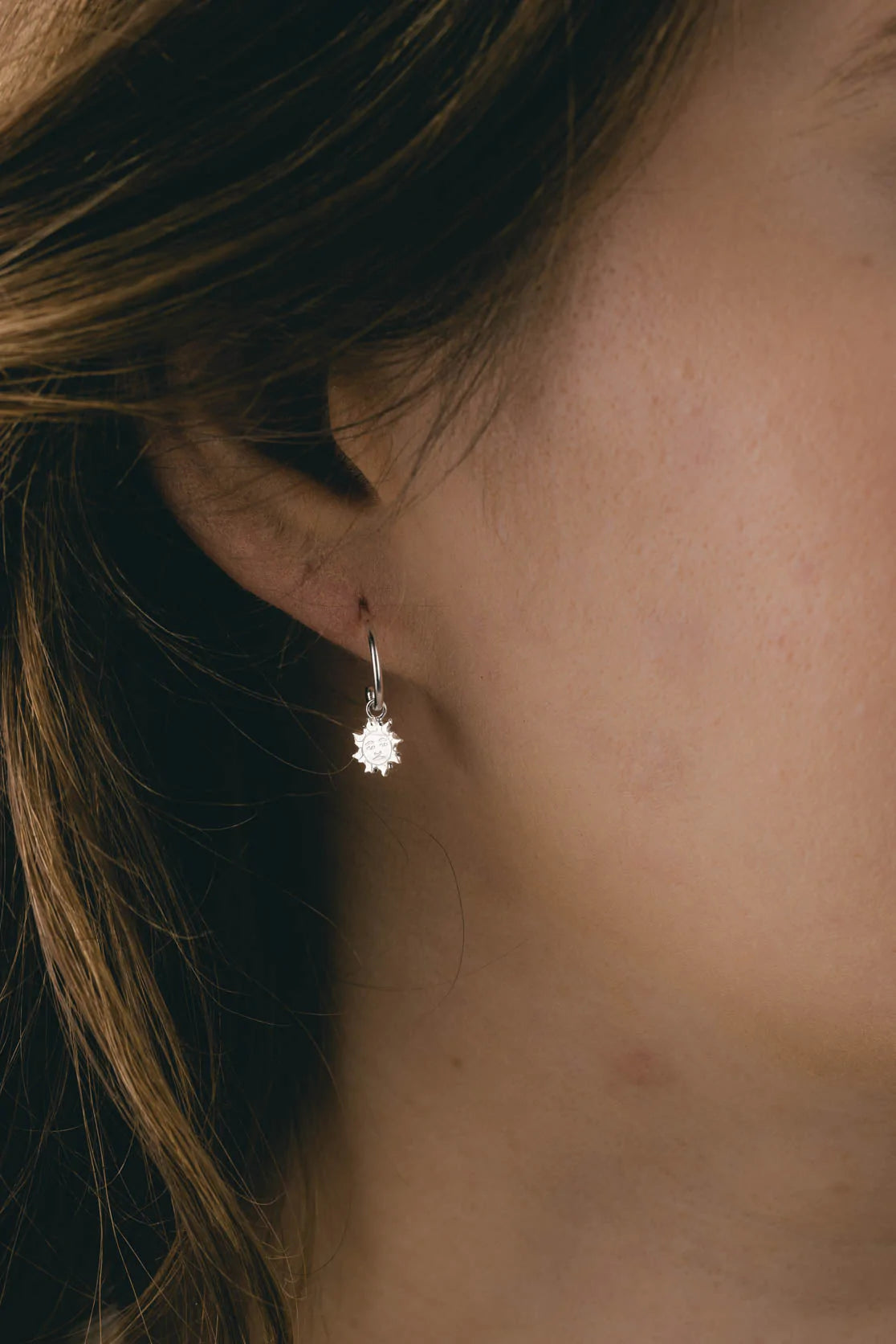 Amanda Coleman Sun Hoop Earrings Silver