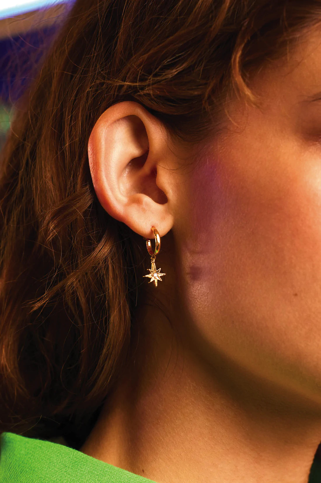 Estella Bartlett North Star CZ Charm Hoops Gold