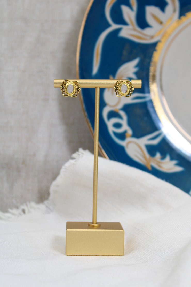 My Doris Vintage Gold Moonstone Studs