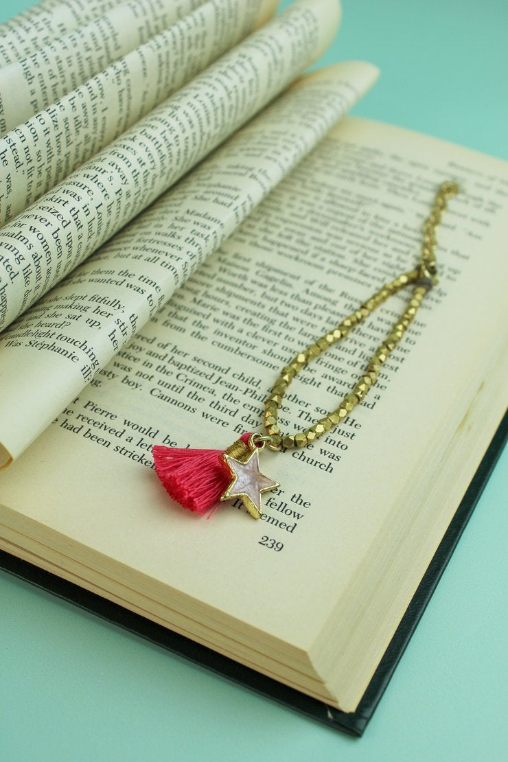 My Doris Nude Star & Tassel Gold Bead Bracelet