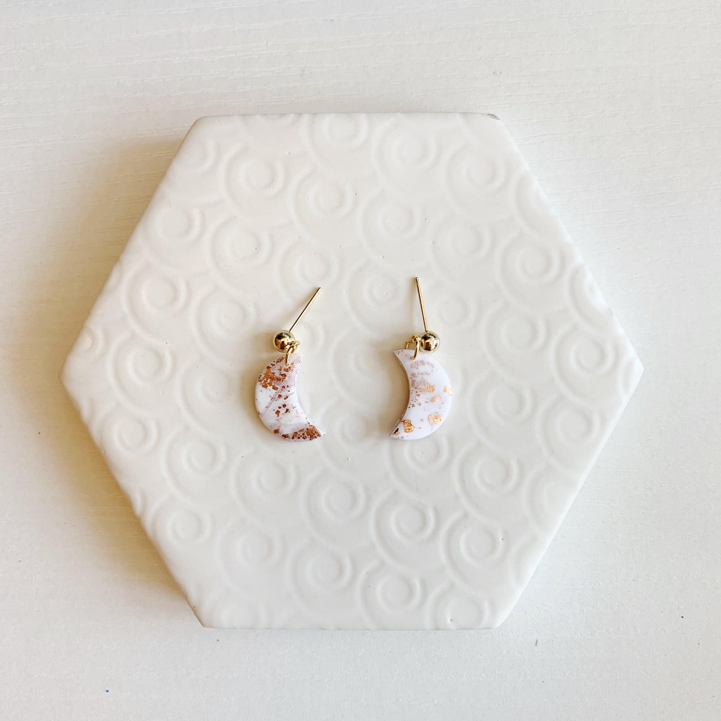 Kismet Klay Mini Moon Rose Gold Foil Earrings