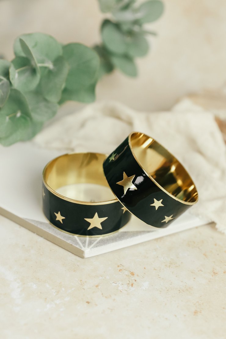 My Doris Black Star Enamel Bangle
