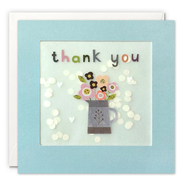 Thank You Flower Jug Grey Paper Shakies Card