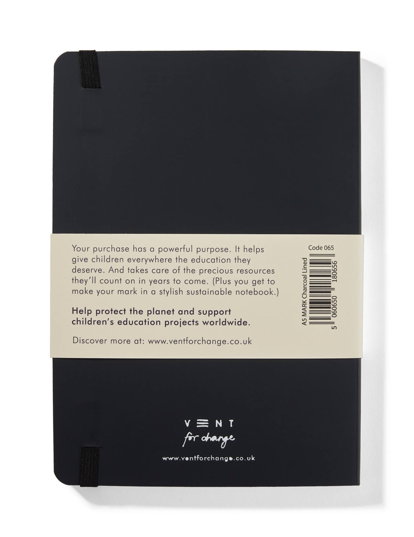 Recycled Leather A5 Lined Notebook – Charcoal Grey