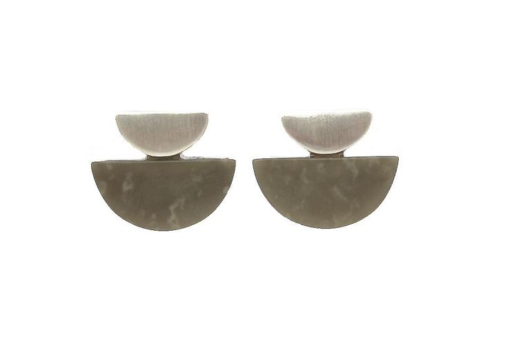 Lark Art Deco Grey Studs - (silver)