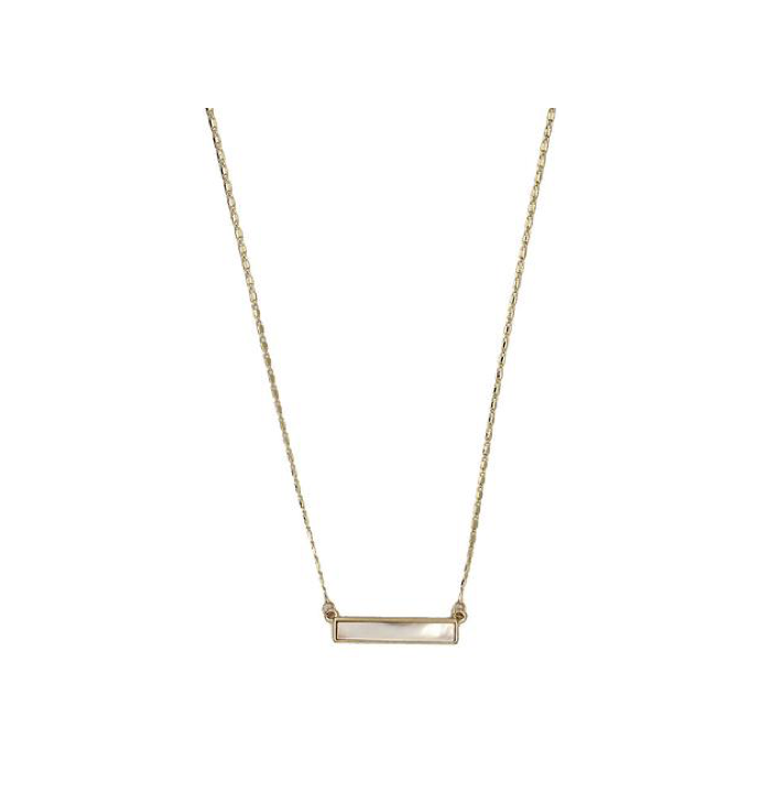 Lark Rectangle Necklace - Mother of pearl (Gold)