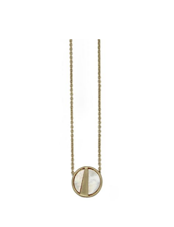 Lark Round Pendant Necklace - Mother of Pearl (Gold)