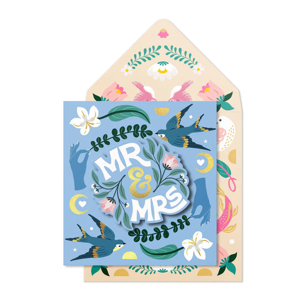 Mr & Mrs Floral card