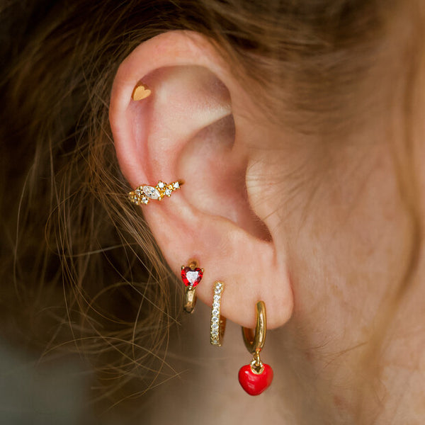 Lisa Angel Enamel Heart Huggie  Hoop Earrings