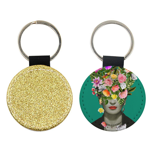 Frida Floral Green Keyring