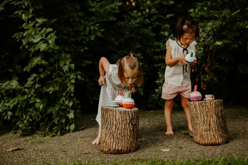 Pebble Knitted Friendly Cupcake Rattle