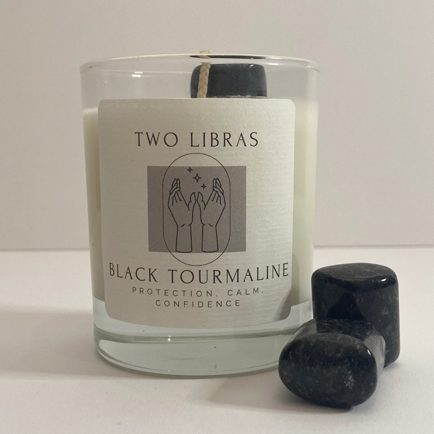 Two Libras Black Tourmaline Crystal Intention Candle