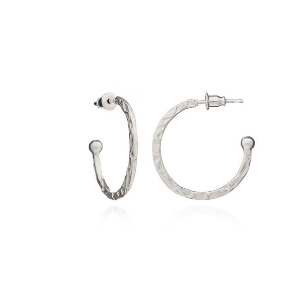 Azuni Hammered Hoop Earrings - Small Silver