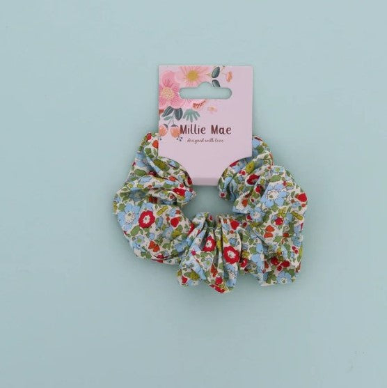 Polly Floral Scrunchie Blue