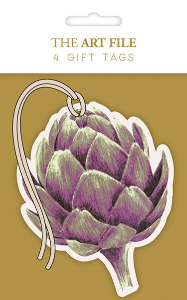 Set of 4 artichoke foil gift tags
