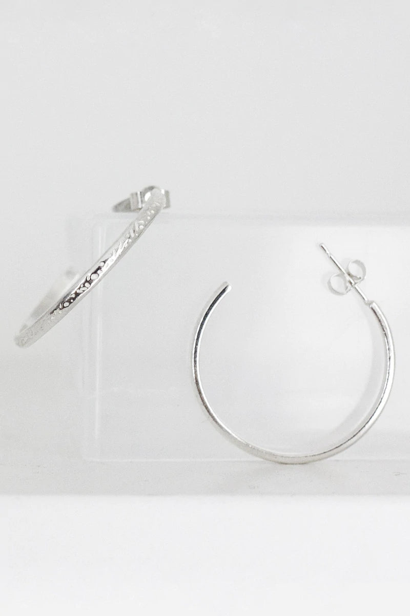 Fawn & Rose Silver Textured Hoops
