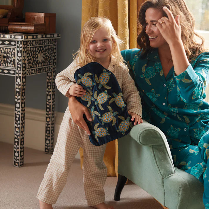 Elizabeth Scarlett Turtle Conservation Hot Water Bottle - Marine Blue