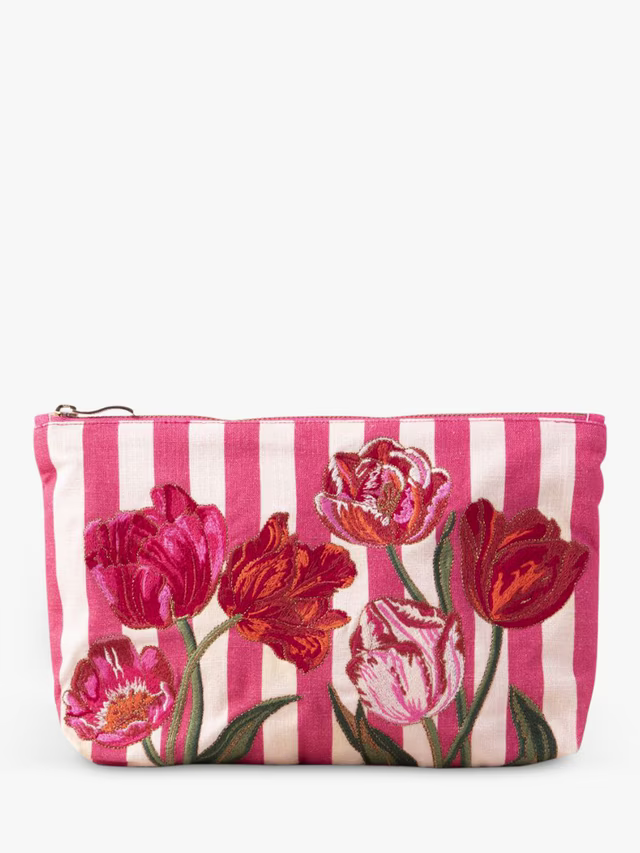 Elizabeth Scarlett Everyday Pouch -Tulip Stripe  Pink Stripe