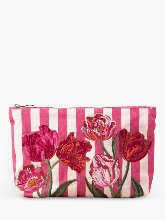 Elizabeth Scarlett Everyday Pouch -Tulip Stripe  Pink Stripe