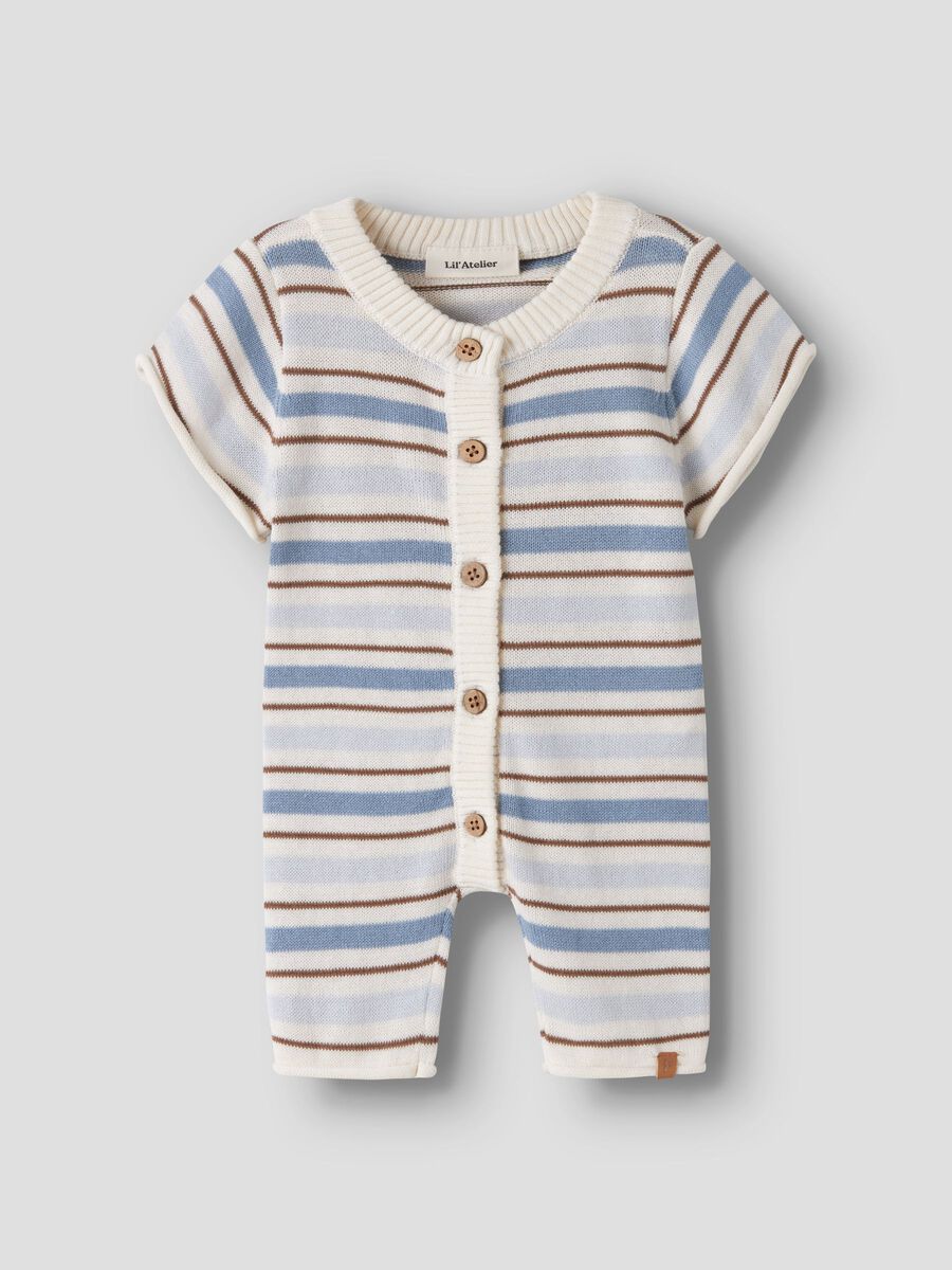 Lil'Atelier - Coconut milk/Dusty Blue Knitted One-Piece Suit