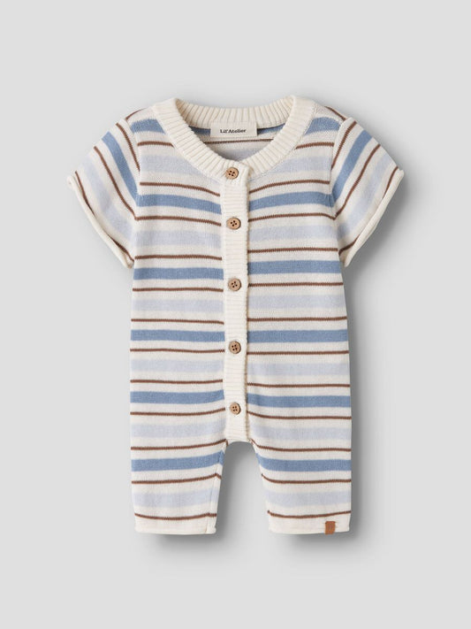 Lil'Atelier - Coconut milk/Dusty Blue Knitted One-Piece Suit