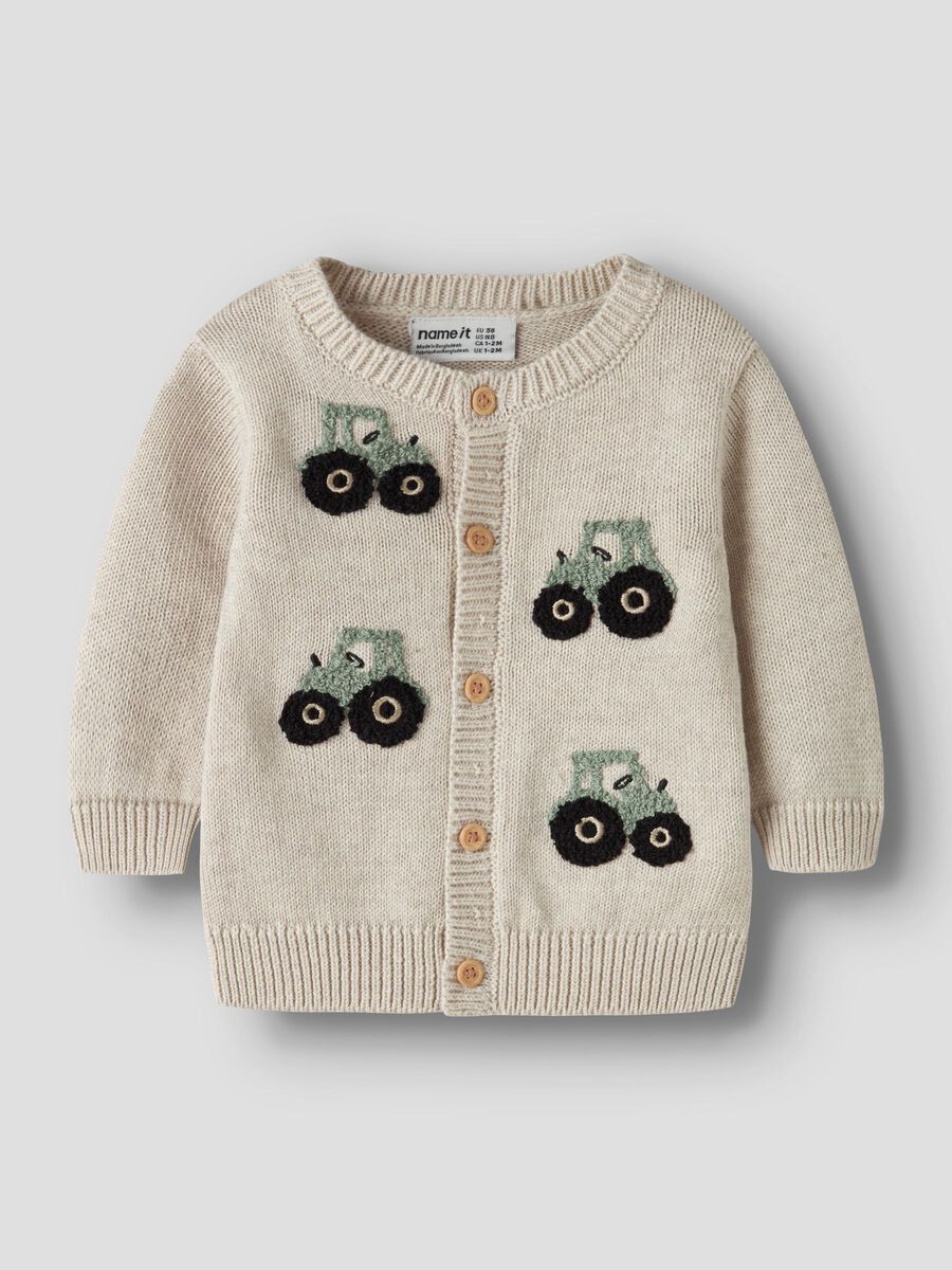 name it - Peyote Green Tractor Organic Cotton Cardigan