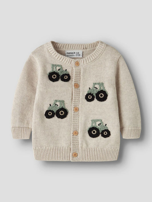 name it - Peyote Green Tractor Organic Cotton Cardigan