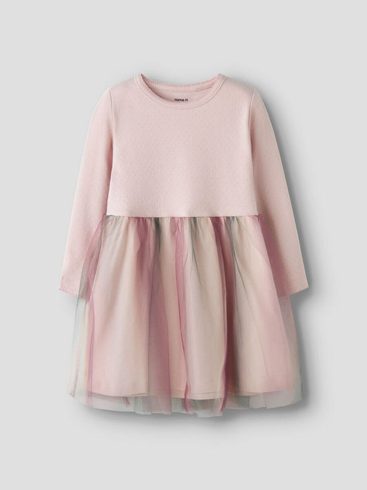 name it - Organic Cotton Louisa Long Sleeve Dress Pink