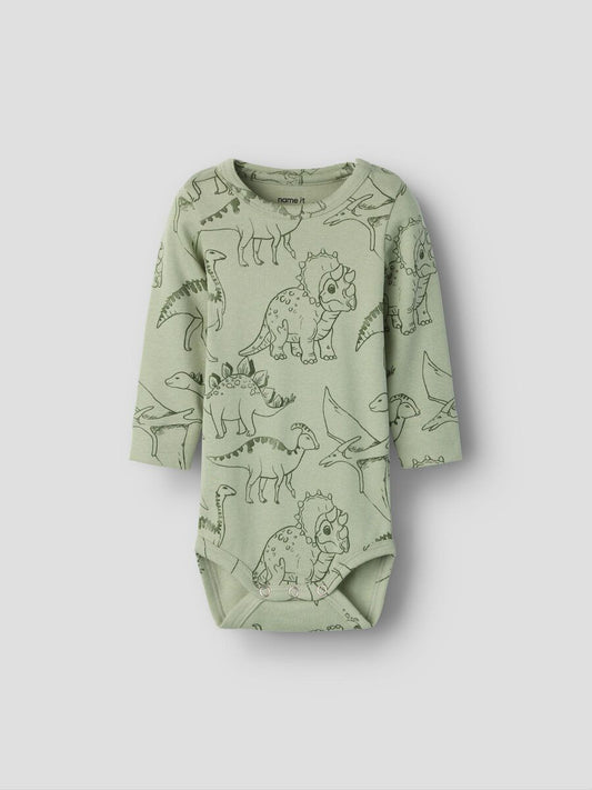name it - Dinosaurs printed romper (Swamp)