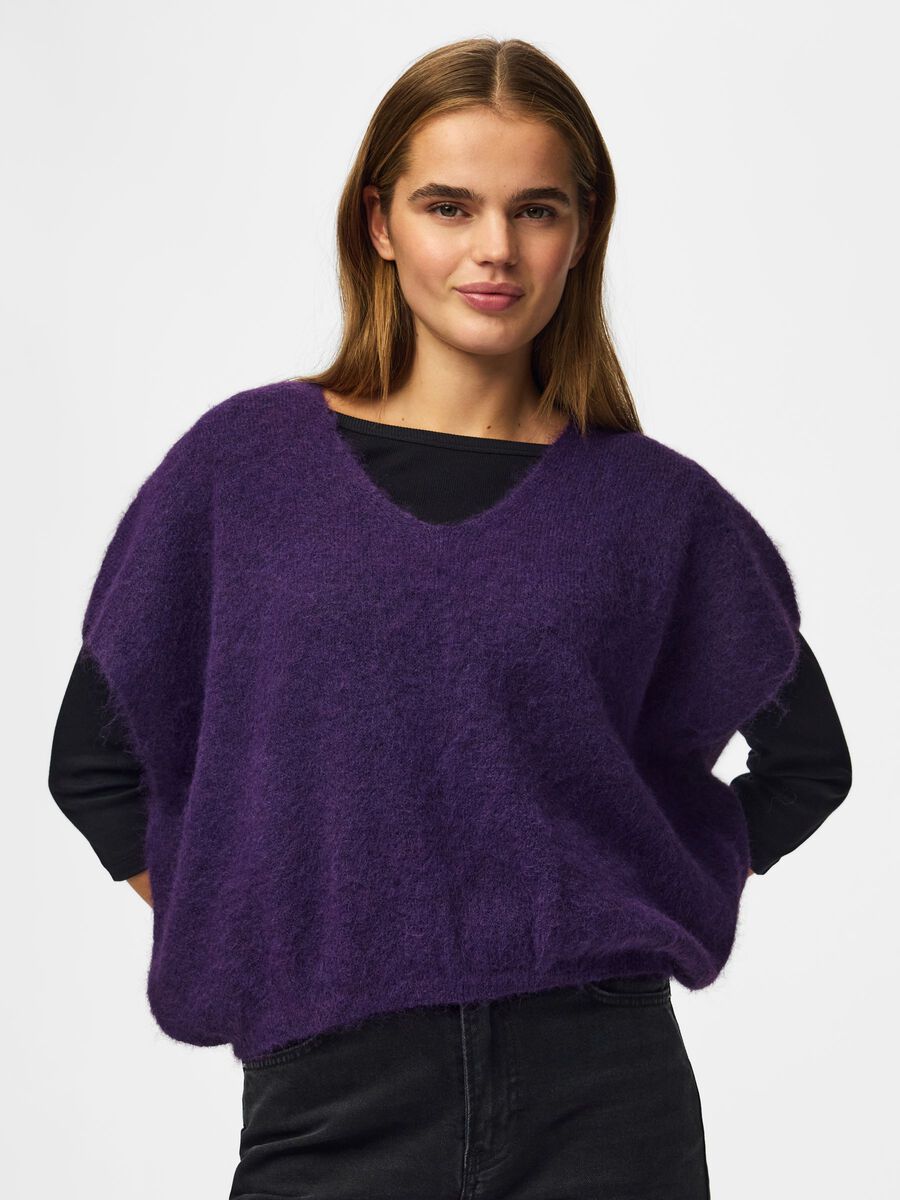 PIECES - PCALLIE KNITTED VEST Acai/Melange