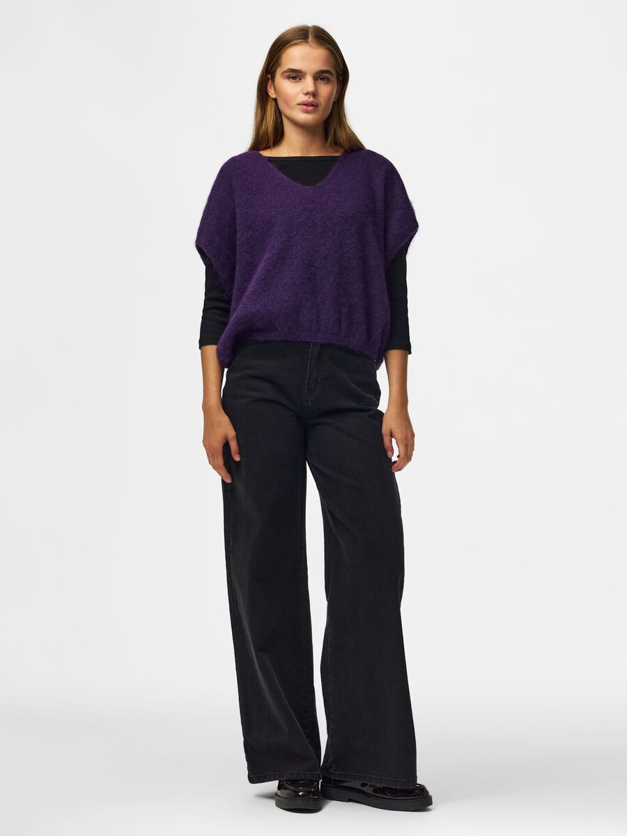 PIECES - PCALLIE KNITTED VEST Acai/Melange