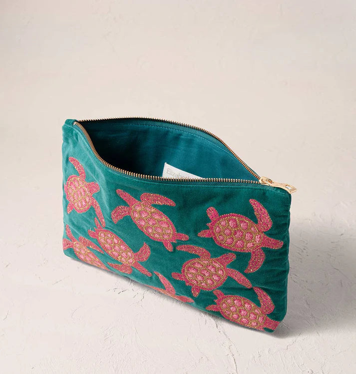 Elizabeth Scarlett Turtle Conservation Everyday Pouch - Teal Jade
