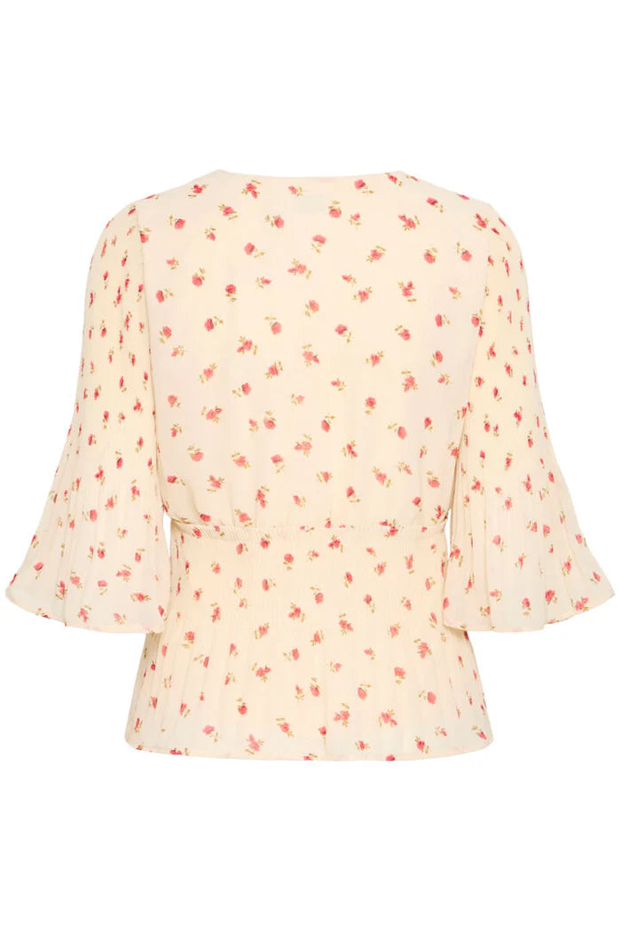 ICHI - Rosey Long Sleeve Top Geranium Flower