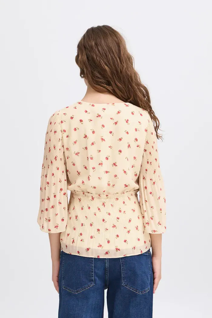 ICHI - Rosey Long Sleeve Top Geranium Flower